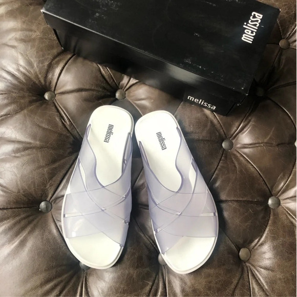 New Melissa White Clear Breeze Strappy flip flop slide on Sandal scented - Picture 4 of 12